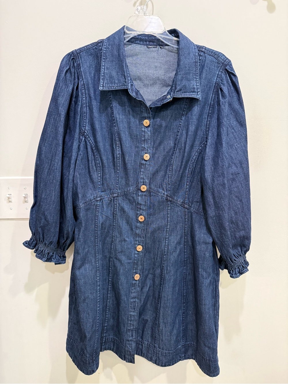 GAP Denim Button-Front Shirt Dress - medium